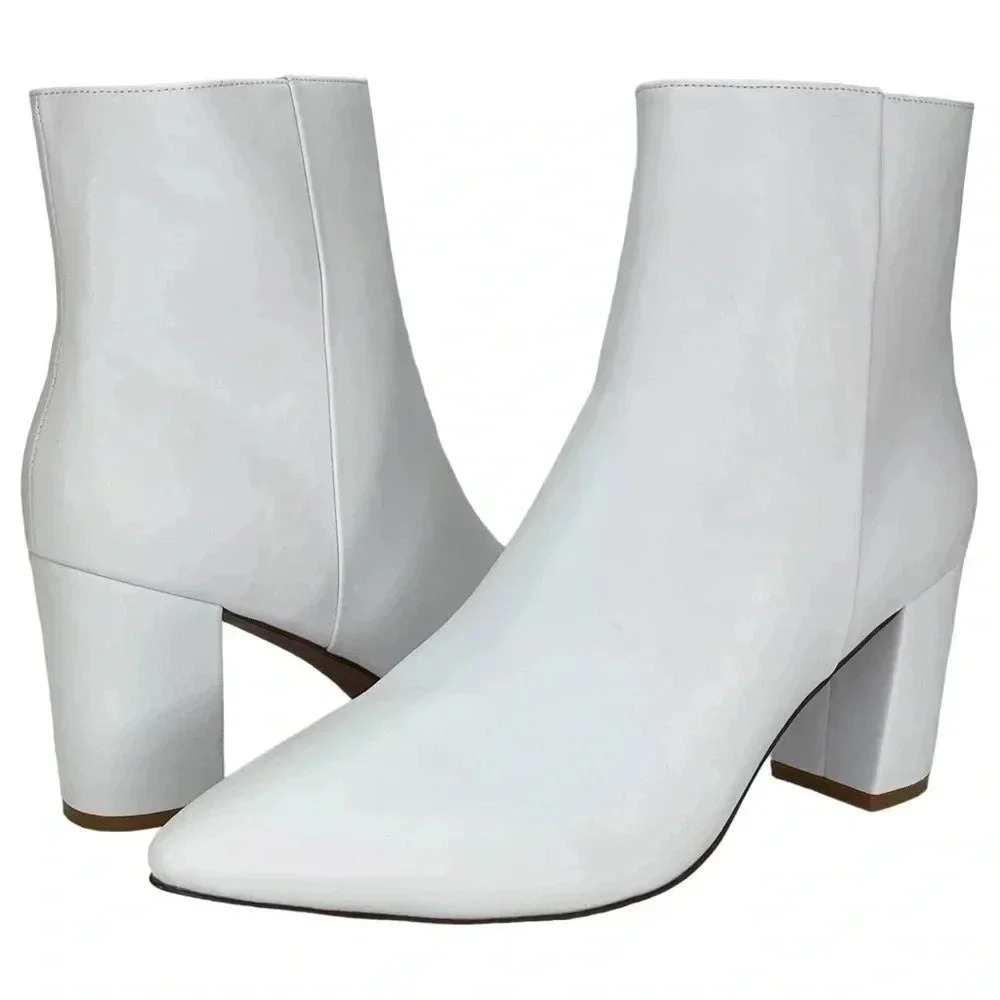 SMASH Shoes Chiku White Faux Leather Womens Ankle Boots Size 11M